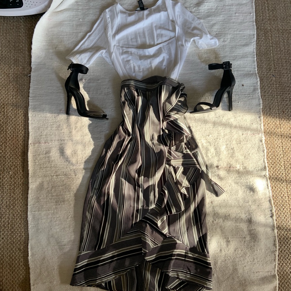 Bec & Bridge Black and White Striped Skirt